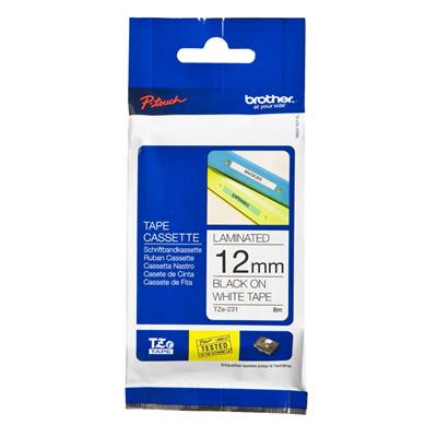 Brother Cinta P/Rot TZe-231 Negro/Blanco Cont. 12mm x 8M