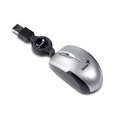 Mouse Genius Micro Traveler Plateado Cable Retractil