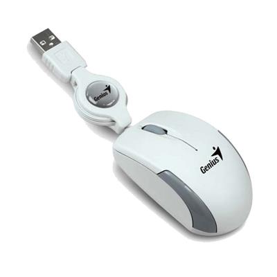 Mouse Genius Micro Traveler Blanco Cable Retractil