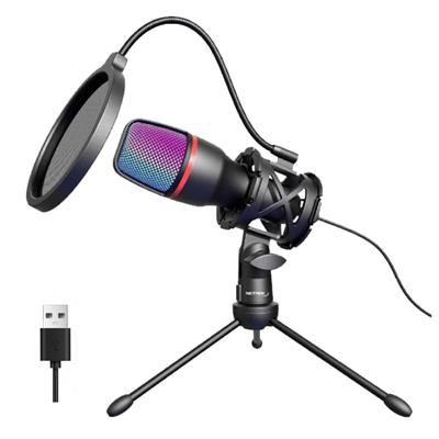 Microfono de Pie RGB Netmak Streaming NM-MS786