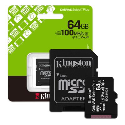 Memoria Micro SD 64GB Kingston Clase 10 Canvas Select Plus