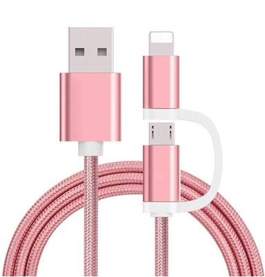 Cable MicroUSB + Lightning 2 en 1 1Mt Dorado 09-084A