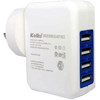 Cargador USB Kolke 5V 3A x4 Salidas USB Verde