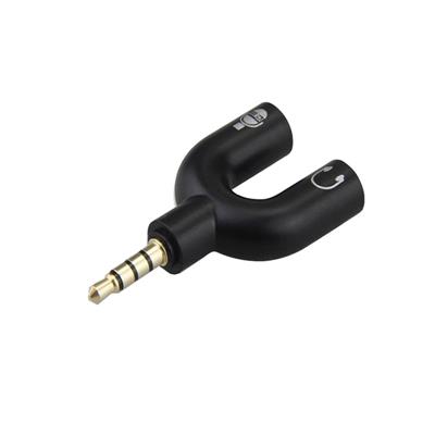 Adaptador Mini Plug de 3 vías (M) a 2x Mini Plug Stereo + Mic (H)