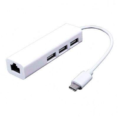Hub USB 3.0 de 3 Bocas + Red RJ-45 con Interfaz USB Tipo C