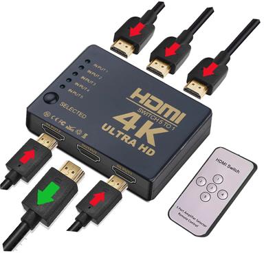 Switch de Video de 5 Entradas HDMI a una salida HDMI